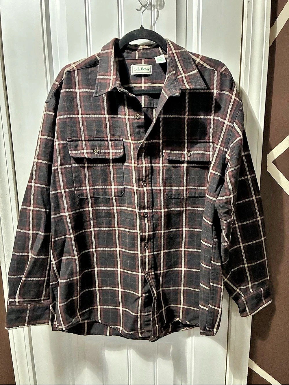 Large.Large.Bean Men's Scotch Plaid Flannel Shirt Plaid Cotton Large